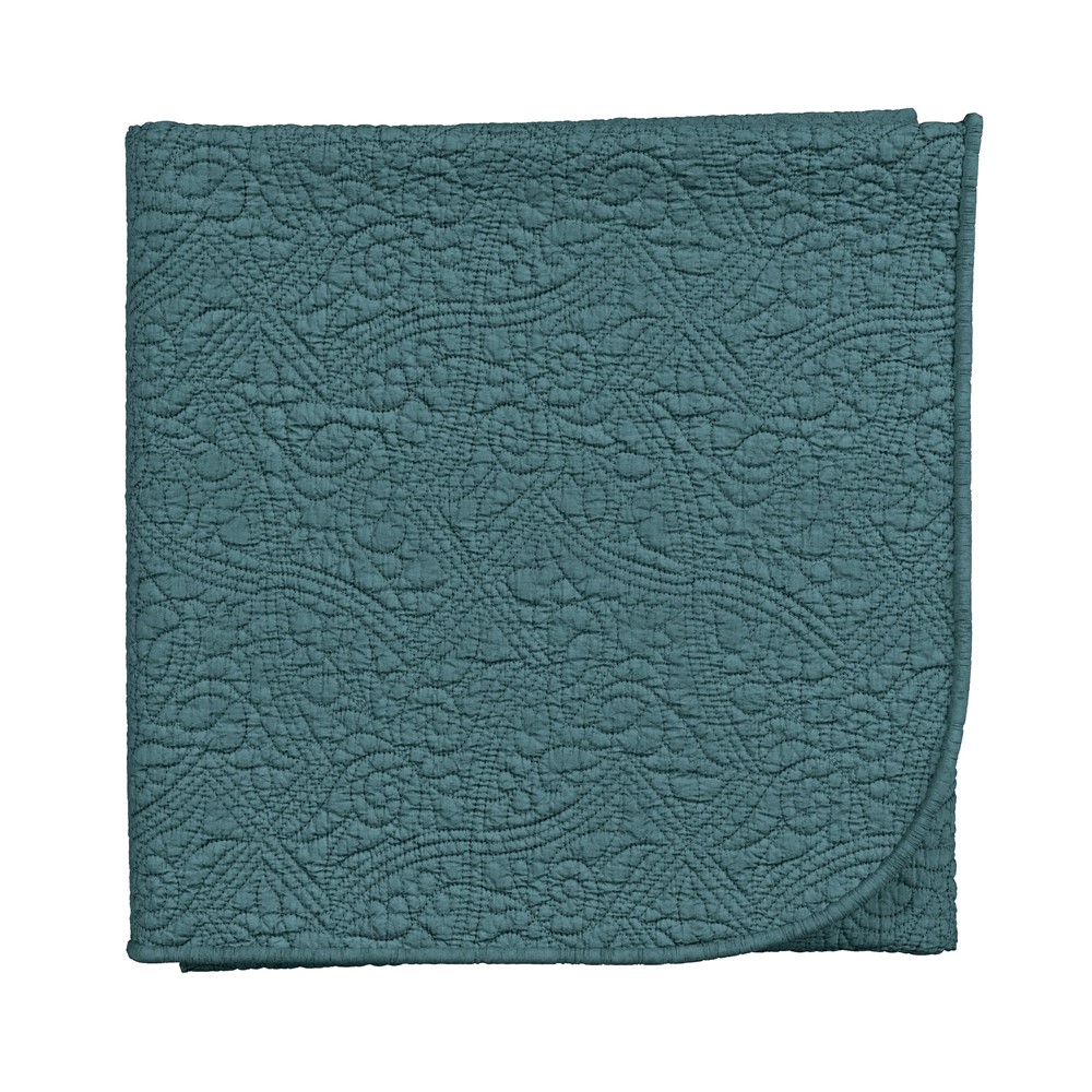 Botanical Harmony Quilted Throw by V&A in Teal Claret